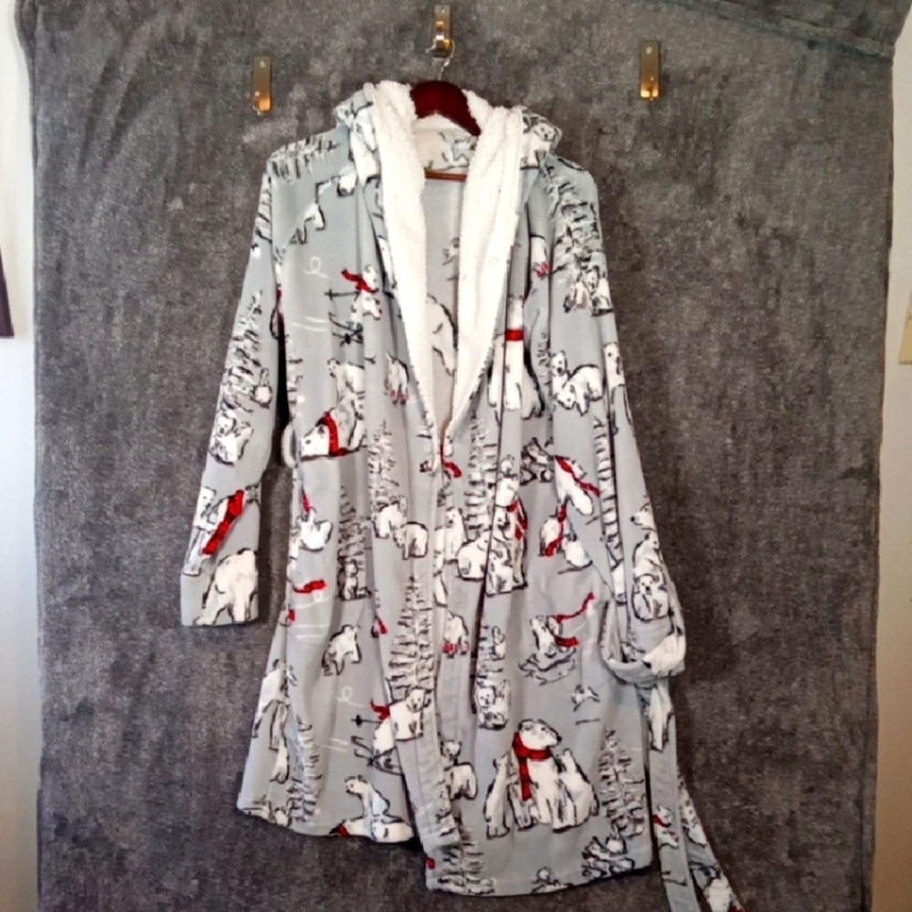 Vera Bradley Polar Bear Fleece Robe Intimate Cozy Womens L/xL